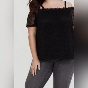 Torrid women’s black Lace Cold Shoulder Top. Plus size 1